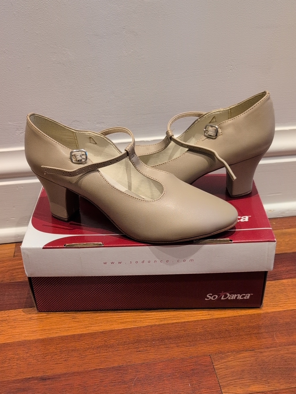 NEW Character Shoes Tan 2 Inch Heel T Strap